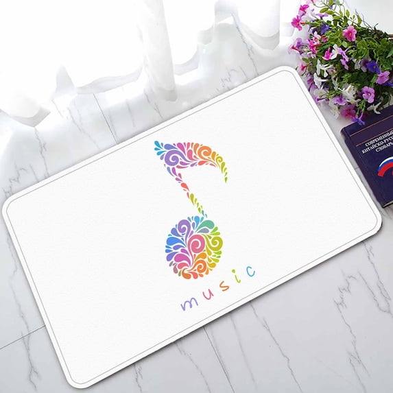 PKQWTM musical note floral shapes Music logo Home Decor Floor Mat Area Rug Doormat Size 18x30 Inches