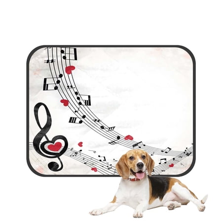 PKQWTM musical treble clef in the shape of heart Pet Dog Cat Bed Pee Pads Mat Cushion Potty Dogs Blankets Crate Bed Kennel 25x30 inch