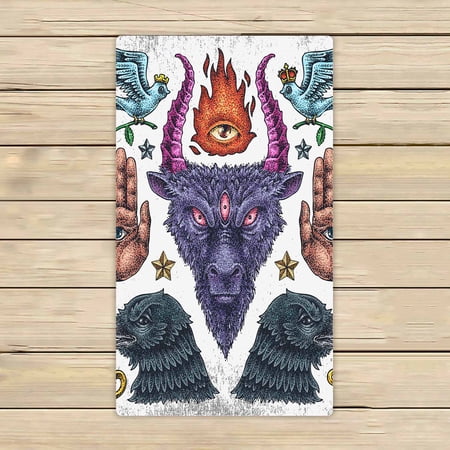 PKQWTM old school tattoo collection Microfiber Bath Towels Bathroom Body Shower Towel Size 16x28 Inches