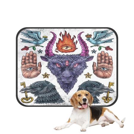 PKQWTM old school tattoo collection Pet Dog Cat Bed Pee Pads Mat Cushion Potty Dogs Blankets Crate Bed Kennel 25x30 inch
