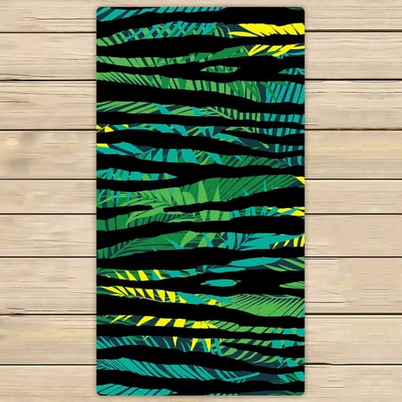 PKQWTM palm leaves Colorful zebra exotic animal Microfiber Bath Towels Bathroom Body Shower Towel Size 30x56 Inches