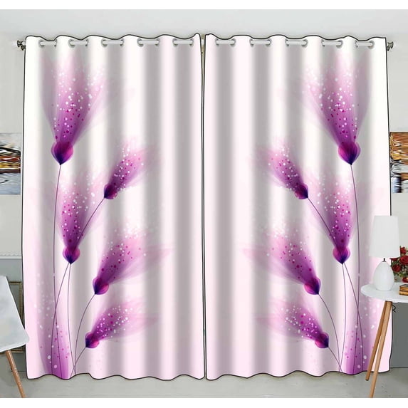 PKQWTM pastel flowers Practical heat insulation Shading Window Curtain Size 52(W) x 84(H) inches(Two Piece)