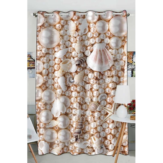 PKQWTM pearls sea shells Practical heat insulation Shading Window Curtain Size 52(W) x 84(H) inches(One Piece)