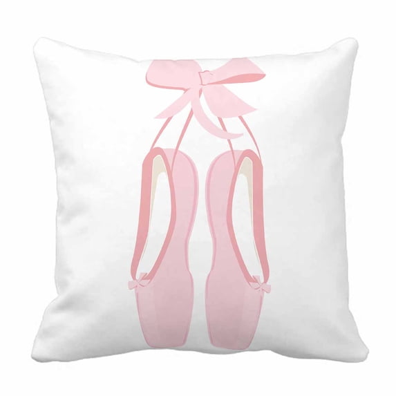 PKQWTM pink ballet pointe shoes Bed Decor Pillow Cases Zippered Cushion Cover Size 18x18 Inches