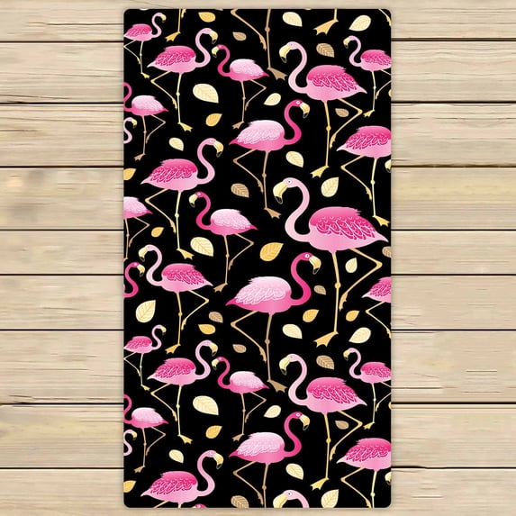 PKQWTM pink flamingos black Microfiber Bath Towels Bathroom Body Shower Towel Size 30x56 Inches