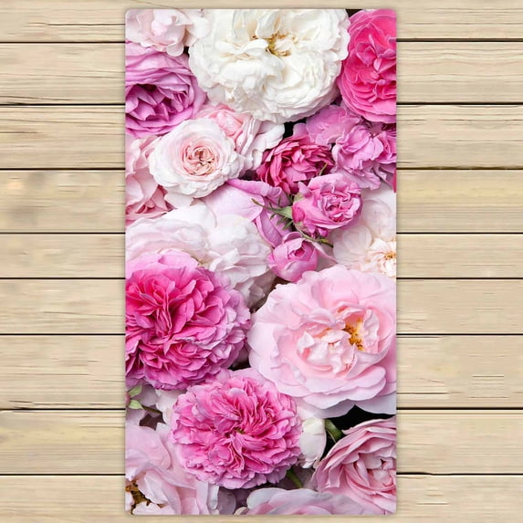 PKQWTM pink french roses Microfiber Bath Towels Bathroom Body Shower Towel Size 30x56 Inches