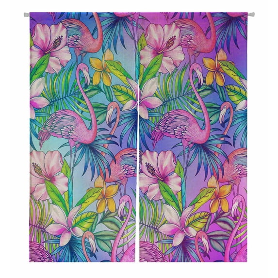 PKQWTM rainbow flamingo Glowing graphic allover Door Curtain Window Cover Home Decor Hanging Curtain Size 105x120 CM