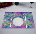 thumbnail image 1 of PKQWTM rainbow flamingo Glowing graphic allover Kitchen Dining Table Mats Placemats Size 12x18 Inches, Set of 2 Pieces, 1 of 2