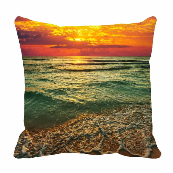 PKQWTM sea sunset Bed Decor Pillow Cases Zippered Cushion Cover Size 20x20 Inches