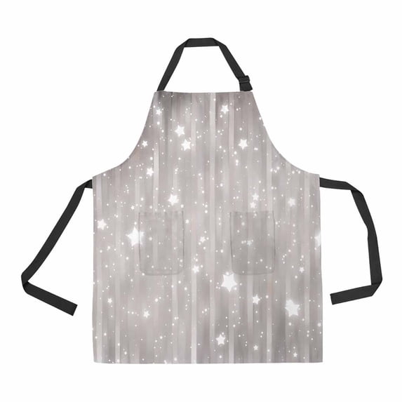 PKQWTM shiny grey Unisex Adjustable Bib Apron with Pockets for Commercial Restaurant and Home Kitchen Use