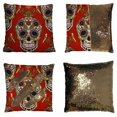 thumbnail image 1 of PKQWTM sugar skull floral patter Reversible Mermaid Cushion Cover Home Decor Sequin Pillow Case Size 20x20 inches, 1 of 2