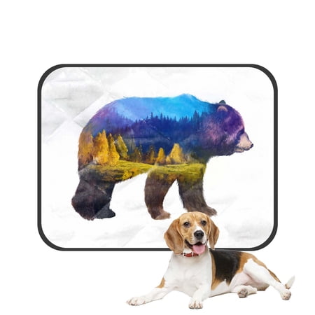 PKQWTM the Grizzly Bear Creative Mystric Autumn Forest Trees Pet Dog Cat Bed Pee Pads Mat Cushion Potty Dogs Blankets Crate Bed Kennel 28x36 inch