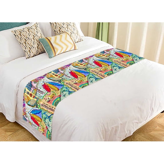 PKQWTM three feathers pencil and marker Bed Runner Bedroom Bedding Decor Bedding Scarf Size 20x95 inches