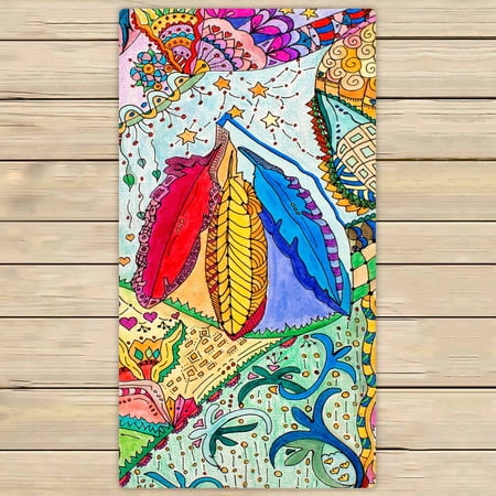 PKQWTM three feathers pencil and marker Microfiber Bath Towels Bathroom Body Shower Towel Size 30x56 Inches