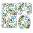 thumbnail image 1 of PKQWTM tropical leaves and palm trees in geometric shapes 3 Piece Bathroom Rugs Set Bath Rug Contour Mat and Toilet Lid Cover, 1 of 2