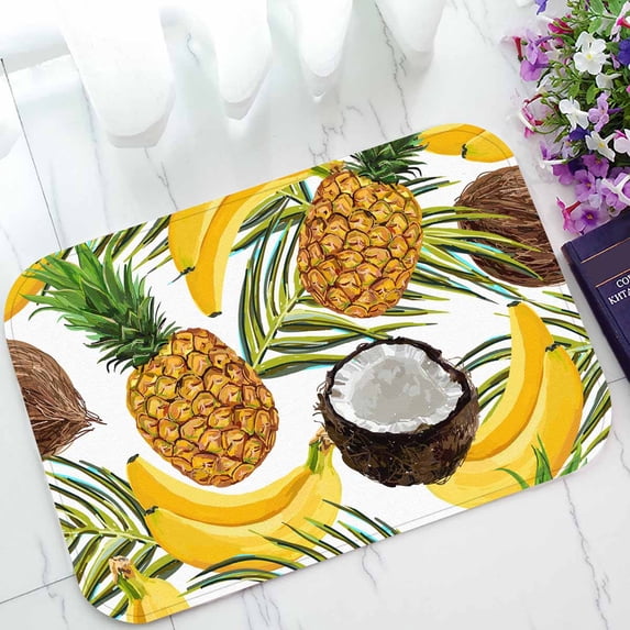 PKQWTM tropical palm leaves bananas coconuts pineapples Home Decor Floor Mat Area Rug Doormat Size 15.7x23.6 Inches