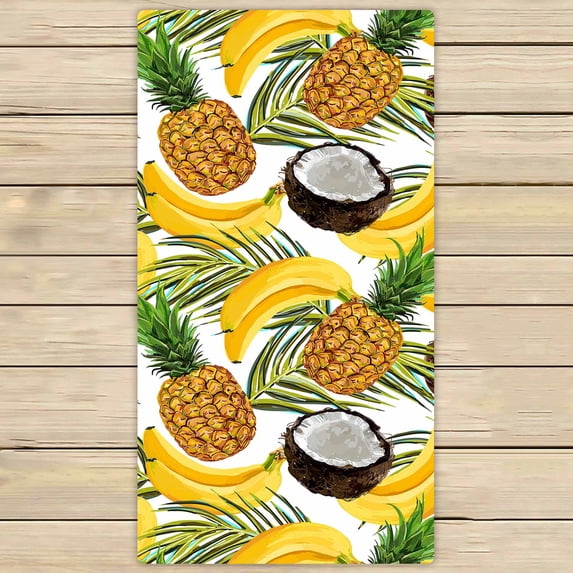 PKQWTM tropical palm leaves bananas coconuts pineapples Microfiber Bath Towels Bathroom Body Shower Towel Size 30x56 Inches