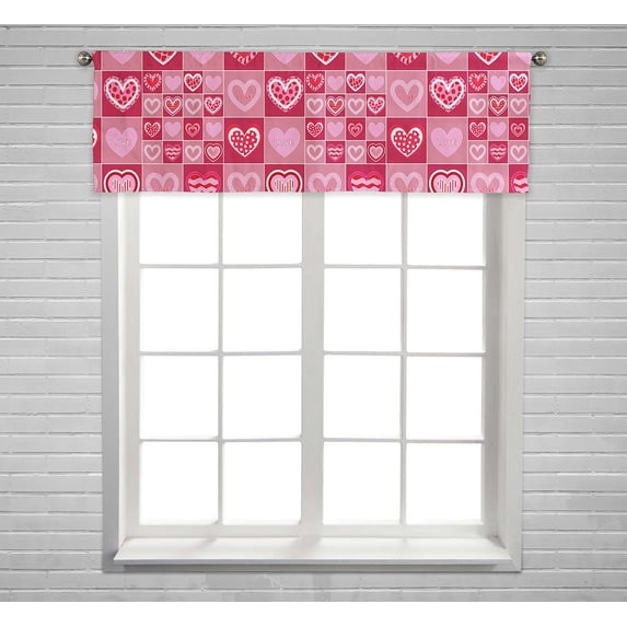 PKQWTM valentine pattern Window Curtain Valance Rod Pocket 54x18 inch