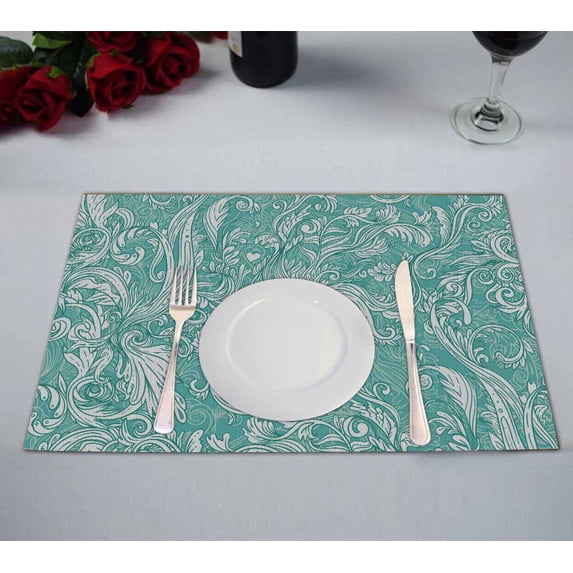 PKQWTM vintage background brown baroque pattern Kitchen Dining Table Mats Placemats Size 12x18 Inches, Set of 2 Pieces