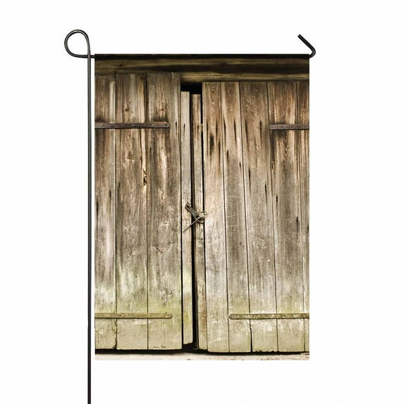 PKQWTM vintage brown wooden door locked Yard Decor Home Garden Flag Size 28x40 Inches