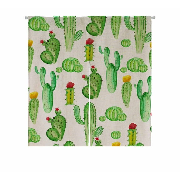 PKQWTM watercolor cactus cacti Door Curtain Window Cover Home Decor Hanging Curtain Size 85x90 CM