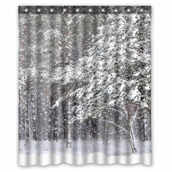 PKQWTM winter forest WaterProof Polyester Fabric Shower Curtain Size 60x72 Inches