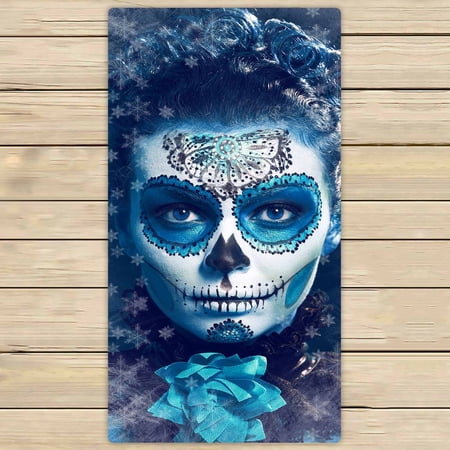 PKQWTM winter sugar skull beautiful ice Santa Muerte Microfiber Bath Towels Bathroom Body Shower Towel Size 30x56 Inches
