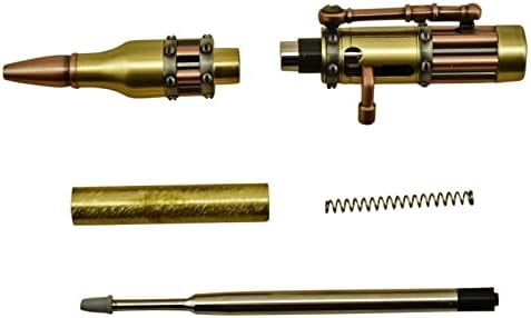 Penn State Steampunk Bolt Action Pen Kit - 3-Pack With Bushings, For Woodturning On A Lathe (Project Kit)
