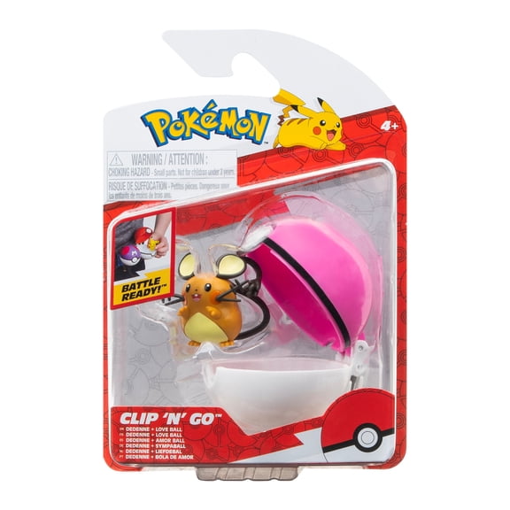 Pokemon Clip N Go Dedenne and Love Ball - Includes 2 inch Battle Figure and Love Ball Accessory