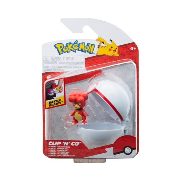 Pokemon Clip N Go Magby and Premier Ball - Includes 2 inch Battle Figure and Premier Ball Accessory