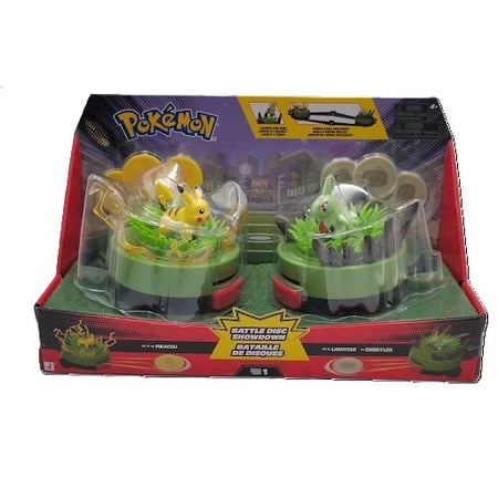 Pokemon Battle Disc Showdown Game - Pikachu #1 and Larvitar with Electric Base and Rock Base - Electric and Rock discs - Battle Arena