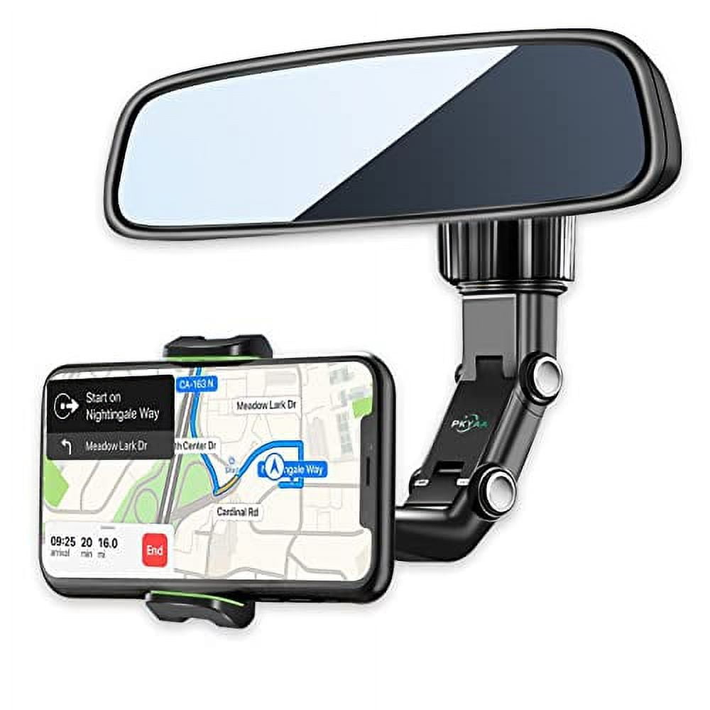 PKYAA 360 Degree Rotating Rearview Mirror Smartphones Car Mount