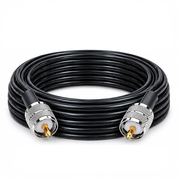 PL-259 Coaxial Cable, 32.8ft RG58 with UHF Male Connectors for Antenna and Radio Equipment