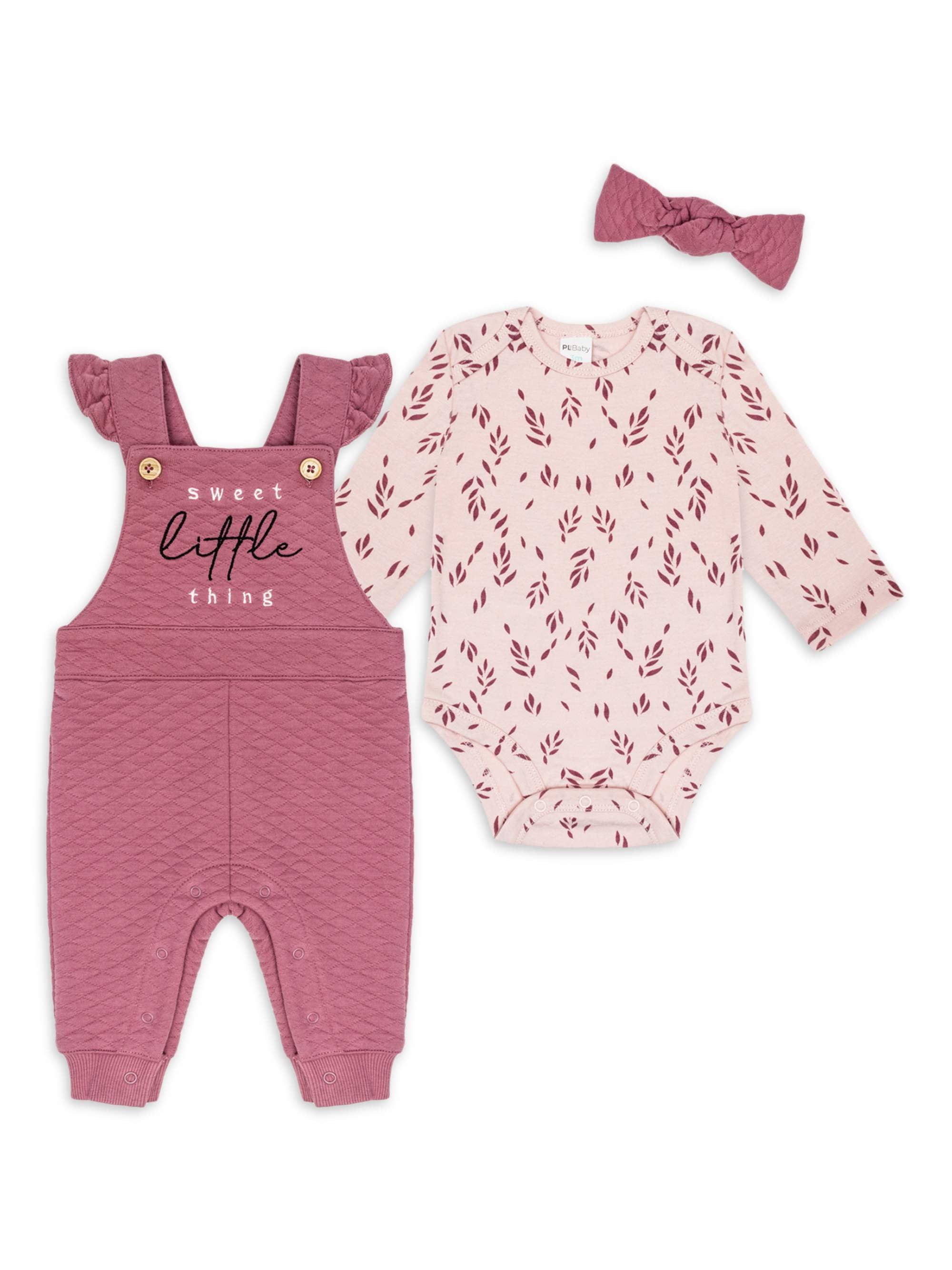 PL Baby by Petit Lem Baby Girl Overalls Bodysuit Headband