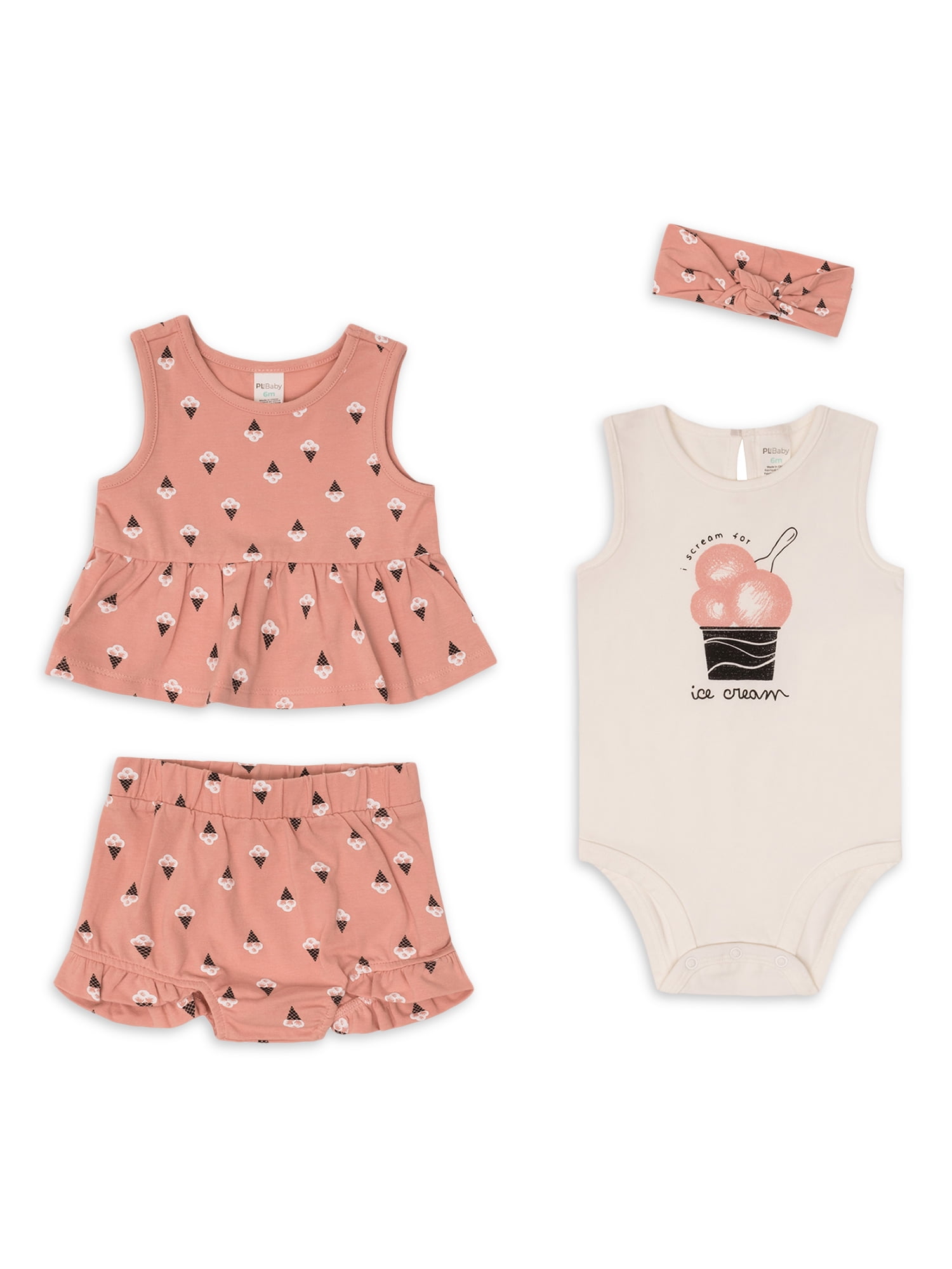 PL Baby by Petit Lem Baby Girl Peplum Top Shorts Bodysuit