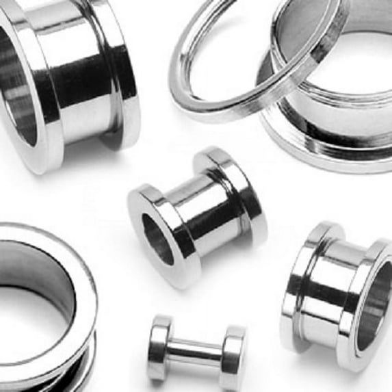 (PL) Surgical Steel Screw-on Plugs/Gauges 8G (3MM) 2 Pieces (1 Pair) (B/68)
