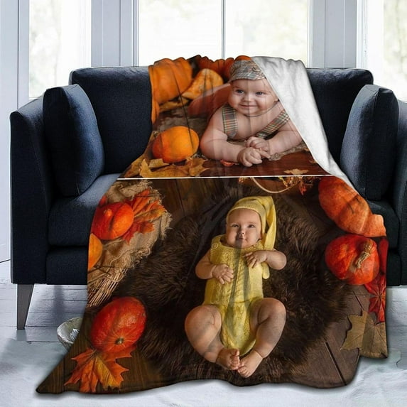 PL-Tree Custom Blanket with Photos Text Customized Blanket Personalized Flannel Throw Blankets for Adult Kid Birthday Christmas Halloween Fathers Mothers Valentines Day Gift - 60"x 80"