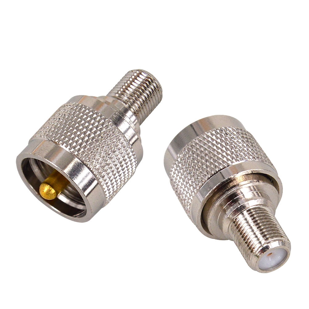 2-Pack Mini UHF Male To F Female Coax Adapter - Nickel Plated, Gold Pins