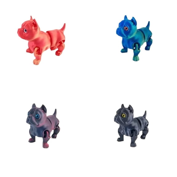 PLA 3D Printed Dog Model Solid Color Movable Pitbull Dog Doll Multi-jointed Articulated Animal Figurine Desktop Decoration