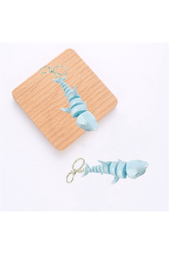 PLA 3D Printed Whale Keychain Multi-jointed Movable 3D Printed Animals Figurine Ornaments Model Realistic Shark Key Ring