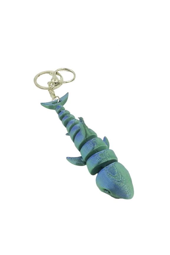 PLA 3D Printed Whale Keychain Multi-jointed Movable 3D Printed Animals Figurine Ornaments Model Realistic Shark Key Ring