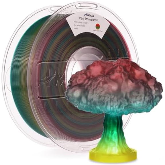 PLA 3D Printer Crystal PLA Filament, Clear Filament 1.75mm Transparent Red Yellow Green, with Light Transmission Feature, Compatible with Most FDM Printer, Translucent, 1KG/2.2lb