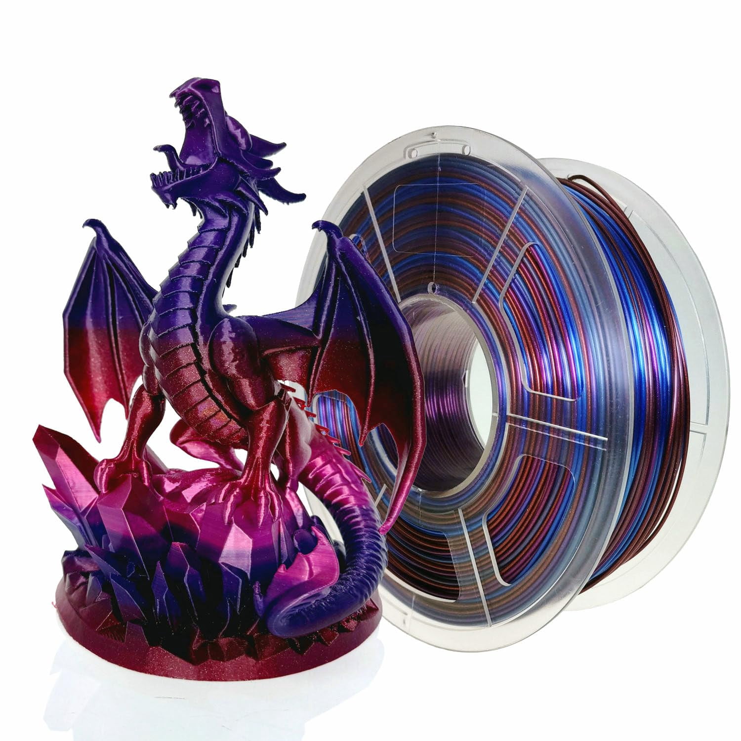 PLA 3D Printer Filament 1.75mm, Galaxy red,Silk Blue, Silk Purple,Net Weight 1kg