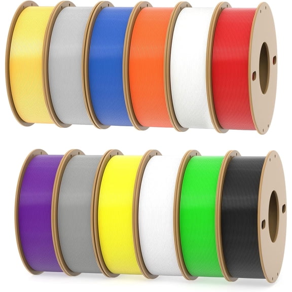 PLA+ 3D Printer Filament 1.75mm No Tangle, Net Weight 250g Spool, 12 Packs, PLA Pro Plus, 12 Assorted Multiple Colors, Total 3KG Material