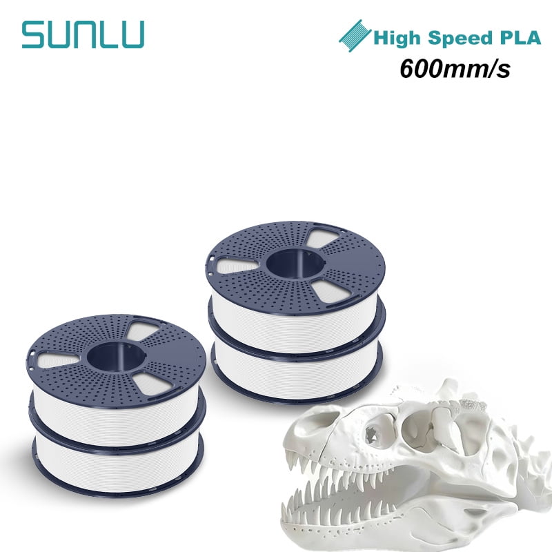 PLA 3D Printer Filament 1.75mm, SUNLU High Speed PLA Filament Bundle for 30-600mm/s Fast Printing, High Flow PLA Filament 1kg per Spool, High Speed PLA 4kg White
