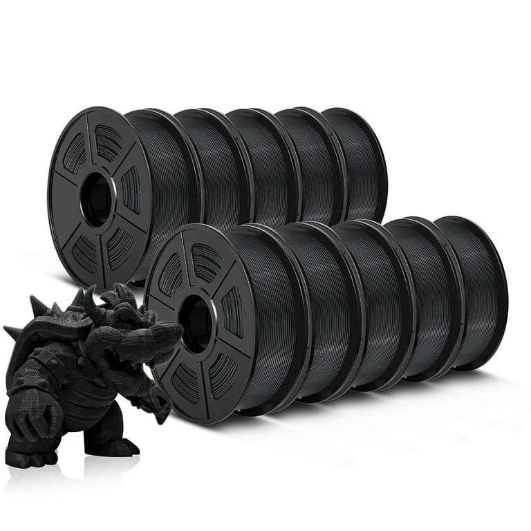 PLA 3D Printer Filament Bundle, SUNLU PLA Filament 1.75mm, Dimensional  Accuracy +/- 0.02 mm, 1 kg Spool, 1.75mm, PLA 10KG,Black