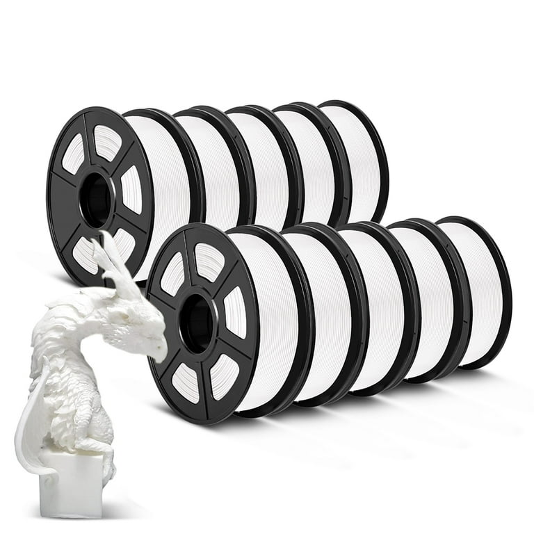 PLA 3D Printer Filament Bundle, SUNLU PLA Filament 1.75mm, Dimensional  Accuracy +/- 0.02 mm, 1 kg Spool, 1.75mm, PLA 10KG,White 