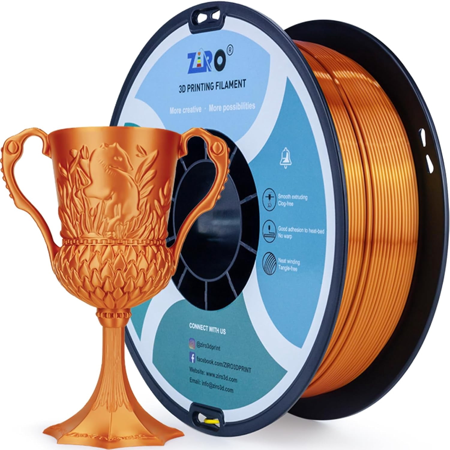 PLA 3D Printer Filament, Metallic Glossy Pure Color 1.75mm PLA Filament, Shiny Shine Printing Material, 1.75mm 2.2lb Spool, Fit Most Printers Pens, Silky Red Copper