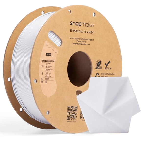 PLA Basic Filament 1.75mm,Snapspeed 3D Printer Filament Up to 300mm/s High Speed Printing,Dimensional Accuracy +/- 0.02 mm,Clog-Free for Most FDM Printers,1kg (2.2lbs) (Cool White-RFID)