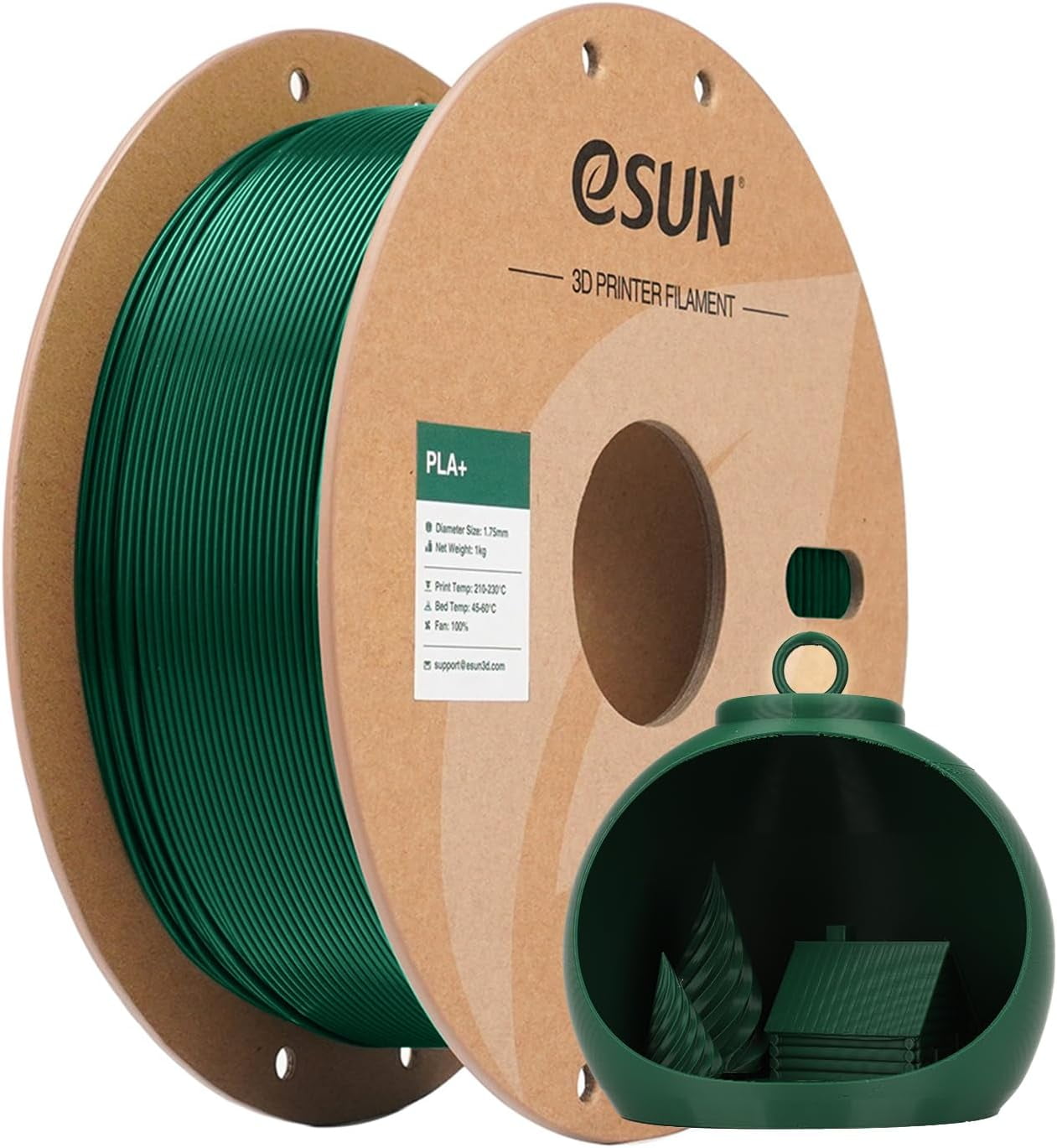 PLA+ Filament 1.75mm 1KG, 3D Printer Filament Dimensional Accuracy +/- 0.03mm, 1kg Cardboard Spool(2.2lbs) 3D Printing Filament, Fits for Most FDM 3D Printers(Pine Green)